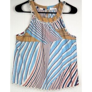 THML Anthropologie Boho Hippie Neutral Sleeveless Embroidered Blouse, Medium